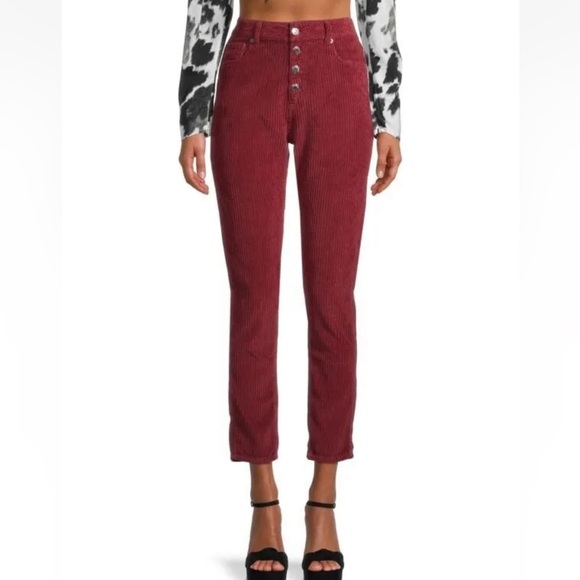 IRO Burgundy Cropped Corduroy Jeans - Picture 1 of 2